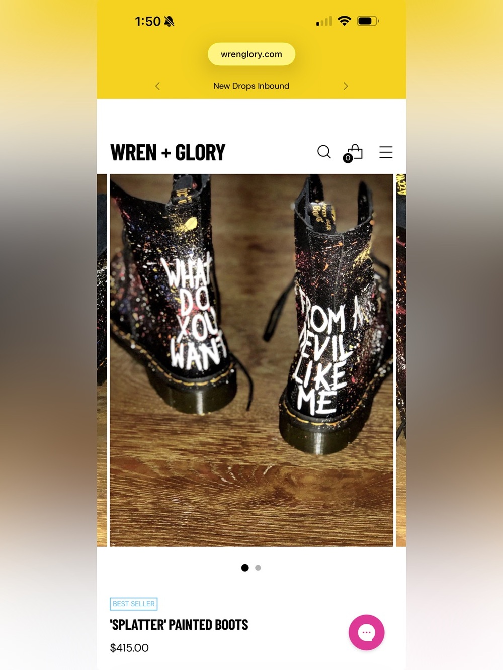 Dr. Martens Black Leather Paint-Splatter Lace-Up Boots - Picture 6 of 8